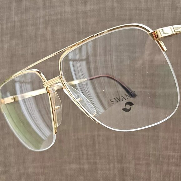 Swank Men Eyeglasses Frame Gold Tone BRAVO 808 Half Rim Glasses Made in Italy